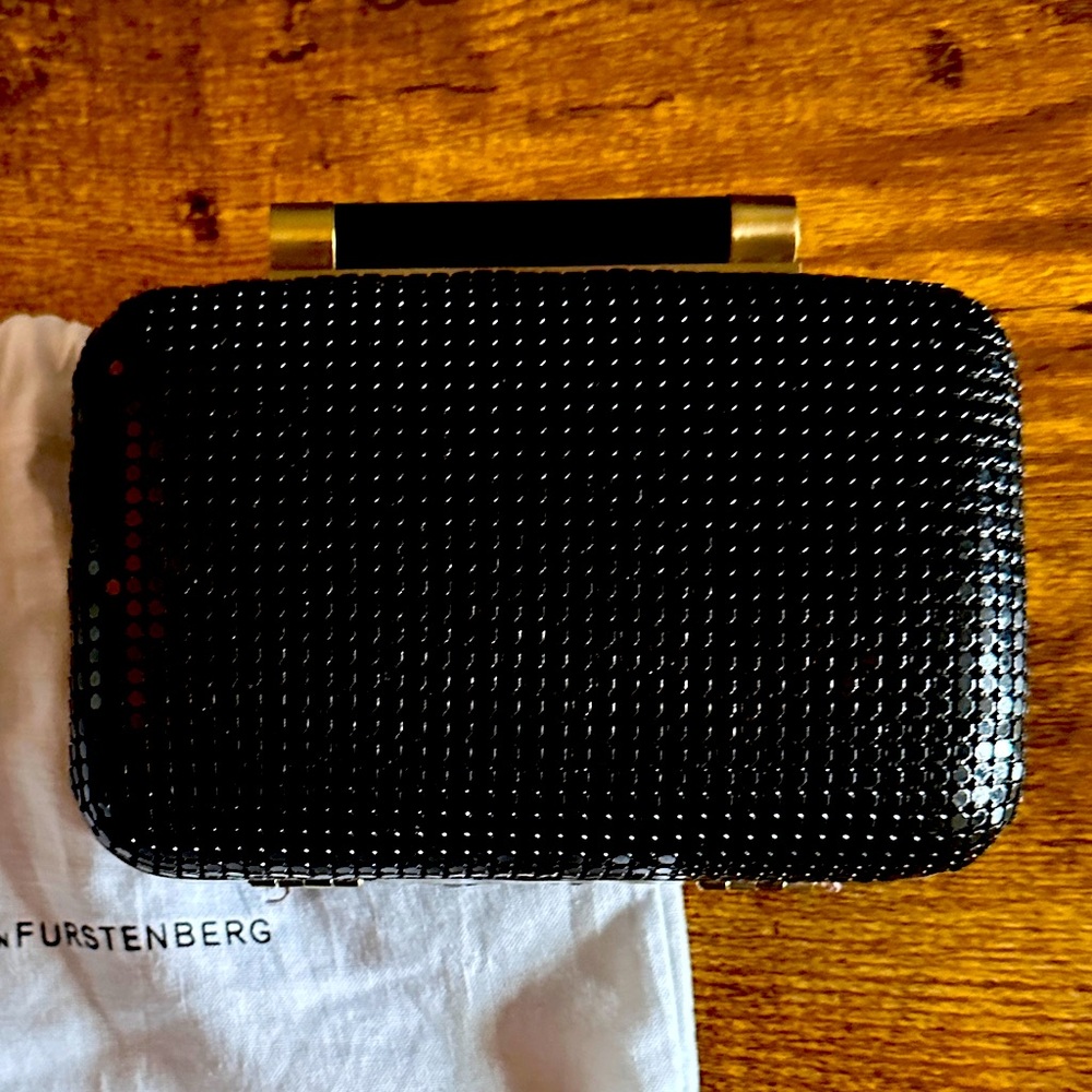 Diane Von Furstenberg Tonda black chain mail clutch